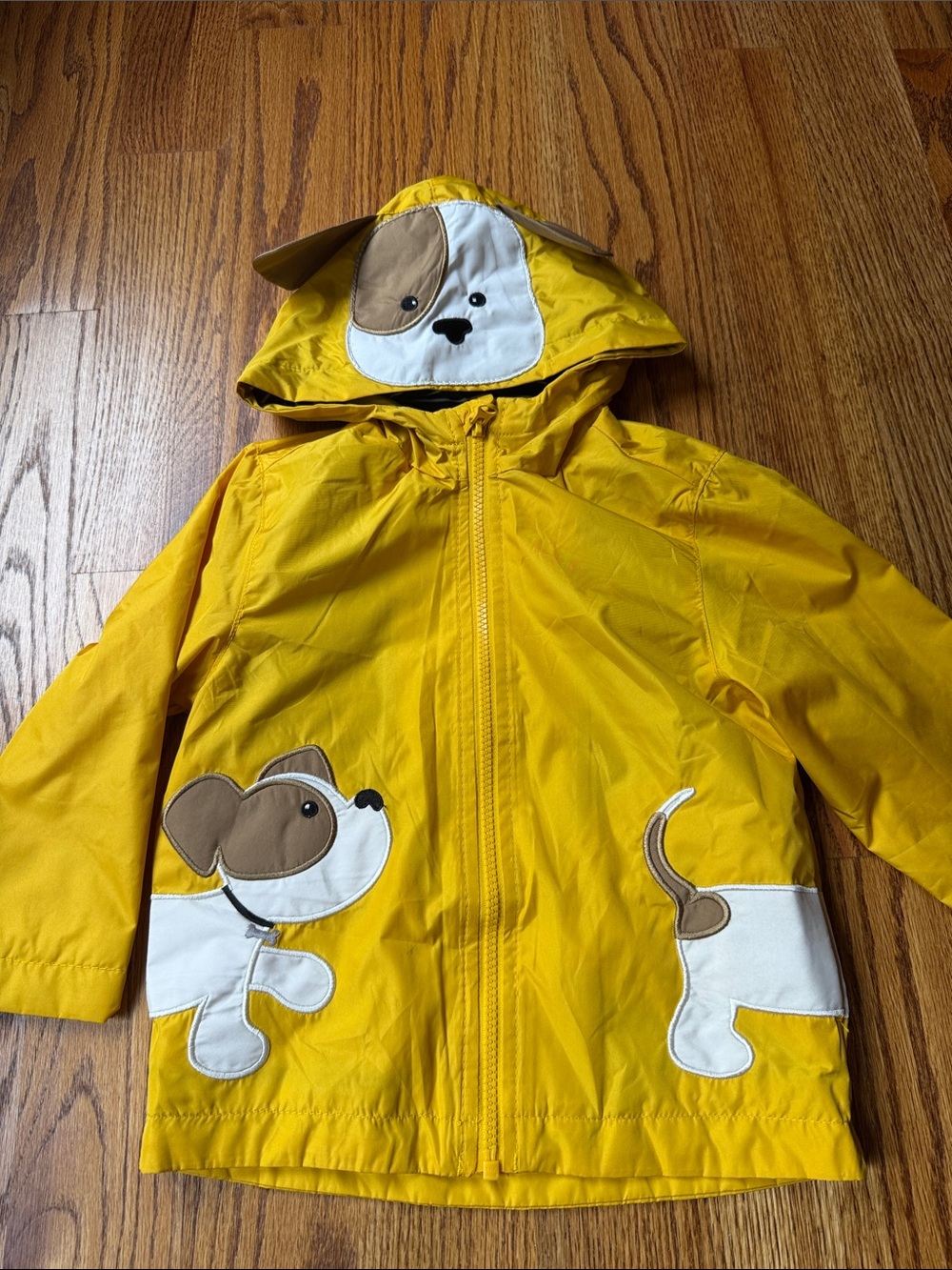 Kids London Fog Yellow Dog Appliqué Rain Jacket
